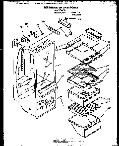 Refrigerator Liner Parts Diagram and Parts List for MN01 Caloric Refrigerator