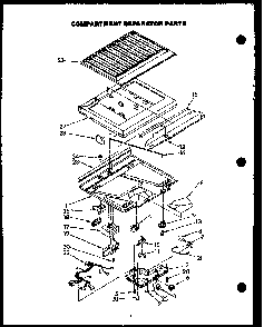 Compartment Separator Parts Diagram and Parts List for MN00 Caloric Refrigerator
