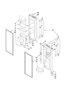 Refrigerator Door Parts Diagram and Parts List for  Maytag Refrigerator