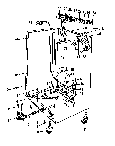 Frame Details Diagram and Parts List for  Caloric Dishwasher