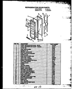 Refrigerator Door Parts Diagram and Parts List for MN01 Caloric Refrigerator