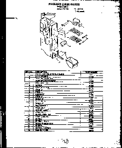 Freezer Liner Parts Diagram and Parts List for MN01 Caloric Refrigerator