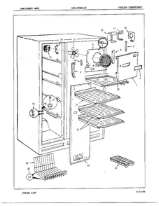 Freezer Compartment Diagram and Parts List for  Admiral Refrigerator