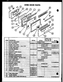 OVEN DOOR PARTS Diagram and Parts List for  Caloric Range