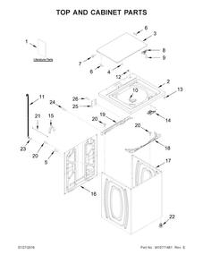 Top And Cabinet Parts Diagram and Parts List for  Amana Washer