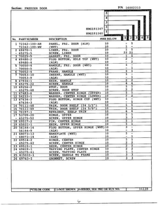 Freezer Door Page 2 Diagram and Parts List for  Admiral Refrigerator
