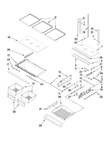 Shelf Parts Diagram and Parts List for  Maytag Refrigerator
