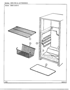 Shelves And Accessories Diagram and Parts List for  Admiral Refrigerator