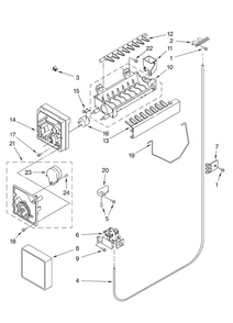 Icemaker Parts Diagram and Parts List for  Amana Refrigerator
