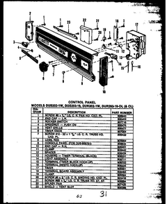 Section 1 Diagram and Parts List for  Caloric Dishwasher