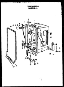 Tub Details Diagram and Parts List for MN03 Caloric Dishwasher