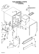 TUB ASSEMBLY PARTS Diagram and Parts List for  Magic Chef Dishwasher