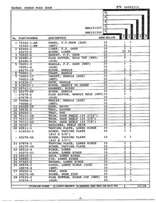 Fresh Food Door Page 2 Diagram and Parts List for  Admiral Refrigerator