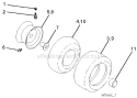 Wheels And Tires Diagram and Parts List for 96018000501 Poulan Lawn Tractor