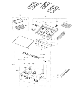 Part Location Diagram of DG94-00938A Samsung Assembly GRATE CENTER;NX58H5