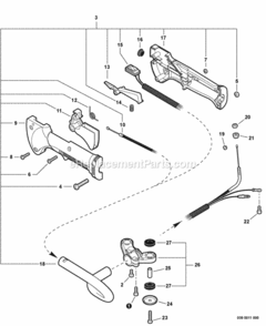 Rear_Handle_Throttle_Control Diagram and Parts List for T22712001001 - T22712999999 Shindaiwa Hedge Trimmer