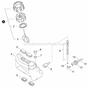 Fuel_Tank Diagram and Parts List for T22712001001 - T22712999999 Shindaiwa Hedge Trimmer