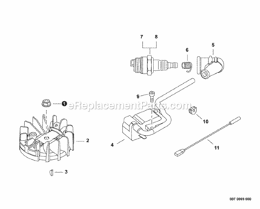 Ignition Diagram and Parts List for T22712001001 - T22712999999 Shindaiwa Hedge Trimmer