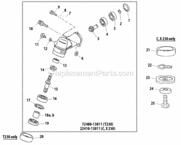 Gearcase Diagram and Parts List for  Shindaiwa Trimmer