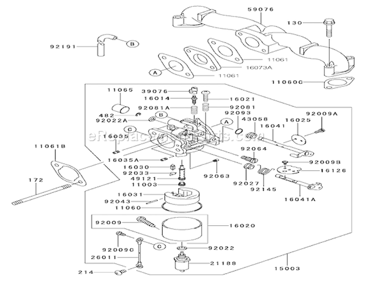 Part Location Diagram of 16126-7008 Kawasaki Valve