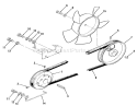 Drive Belt And Pulleys Diagram and Parts List for 1982 Toro Lawn Tractor