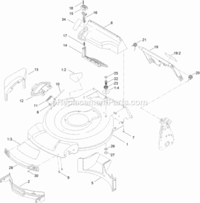 Deck_Side_Chute_And_Rear_Door_Assembly Diagram and Parts List for 314200001 - 314999999 Toro Lawn Mower