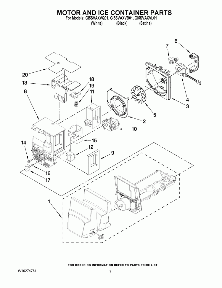 Part Location Diagram of 13012606 Whirlpool Ice Bucket and Auger Assembly