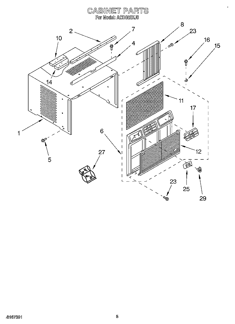 Part Location Diagram of 8011311 Whirlpool Window Side Curtain - Left Side
