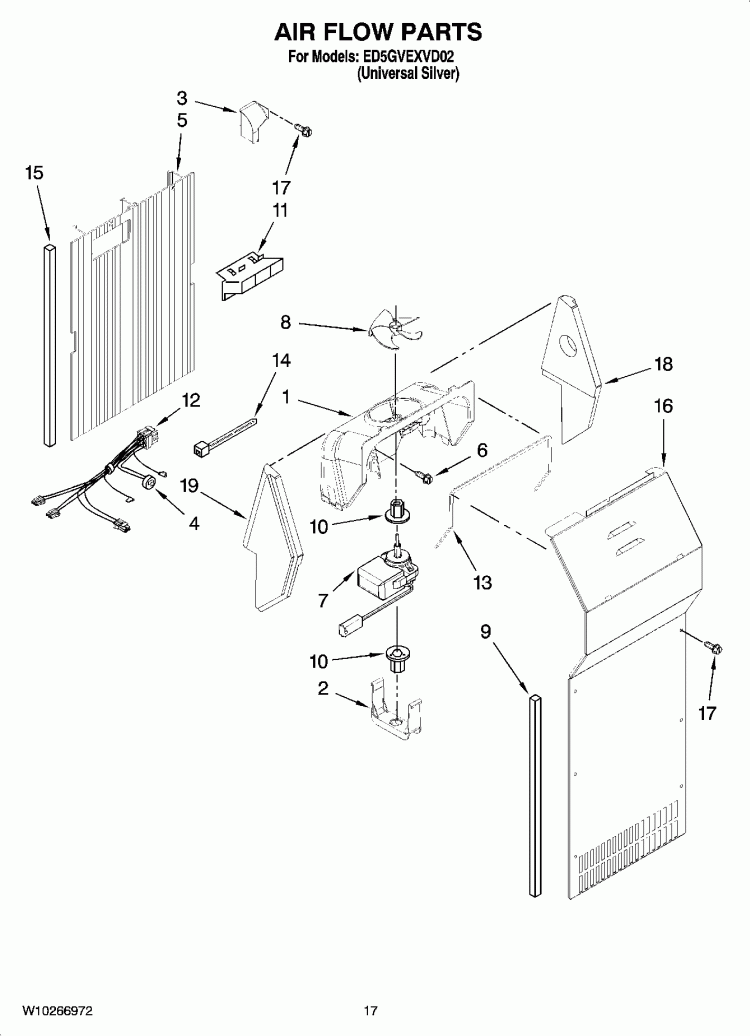 Part Location Diagram of W10803597 Whirlpool Scoop-Air Assembly