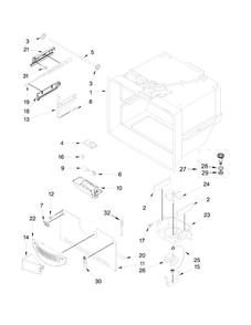 Freezer Liner Parts Diagram and Parts List for  KitchenAid Refrigerator