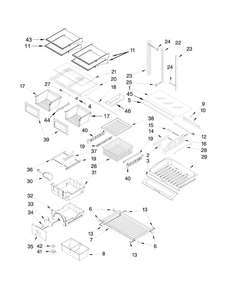 Shelf Parts Diagram and Parts List for  KitchenAid Refrigerator