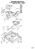 MACHINE BASE PARTS Diagram and Parts List for  KitchenAid Washer