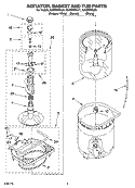 AGITATOR, BASKET AND TUB PARTS Diagram and Parts List for  KitchenAid Washer