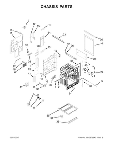 Chassis Parts Diagram and Parts List for  Whirlpool Range