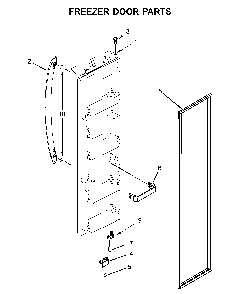 Freezer door parts Diagram and Parts List for  Kenmore Refrigerator