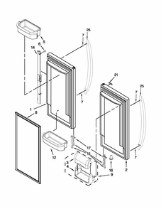 Refrigerator Door Diagram and Parts List for  Kenmore Refrigerator
