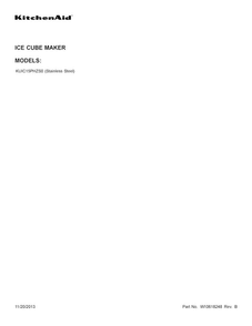 Cover Sheet Diagram and Parts List for  KitchenAid Ice Maker