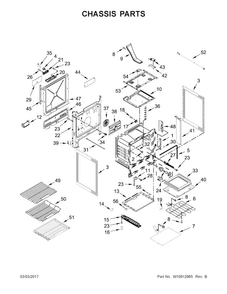 Chassis Parts Diagram and Parts List for  KitchenAid Range