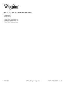 Cover Sheet Diagram and Parts List for  Whirlpool Range
