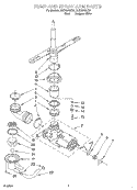 PUMP AND SPRAYARM Diagram and Parts List for  Roper Dishwasher