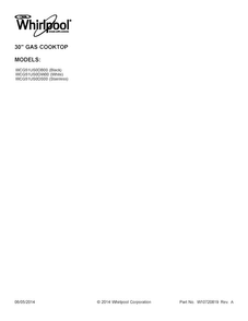 Cover Sheet Diagram and Parts List for  Whirlpool Cooktop