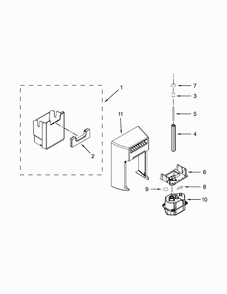 Motor And Ice Container Parts Diagram and Parts List for  Kenmore Refrigerator