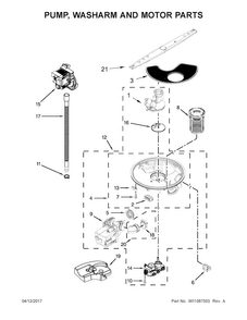 Part Location Diagram of W11087376 Whirlpool Dishwasher Pump and Motor Assembly
