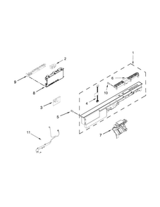 Control Panel And Latch Parts Diagram and Parts List for  Whirlpool Dishwasher
