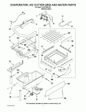 EVAPORATOR, ICE CUTTER GRID AND WATER PARTS Diagram and Parts List for  KitchenAid Ice Maker