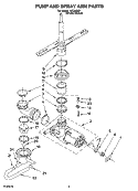 PUMP AND SPRAY ARM PARTS Diagram and Parts List for  Inglis Dishwasher