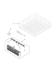 Lower Rack Parts Diagram and Parts List for  Whirlpool Dishwasher