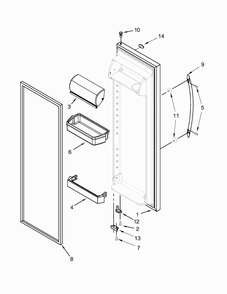 Refrigerator Door Parts Diagram and Parts List for  Kenmore Refrigerator