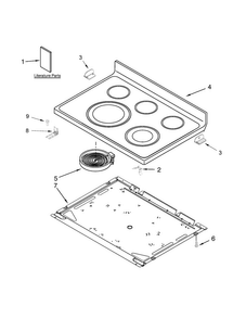 Cooktop Parts Diagram and Parts List for  Whirlpool Range