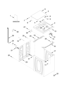 Top And Cabinet Parts Diagram and Parts List for  Kenmore Washer